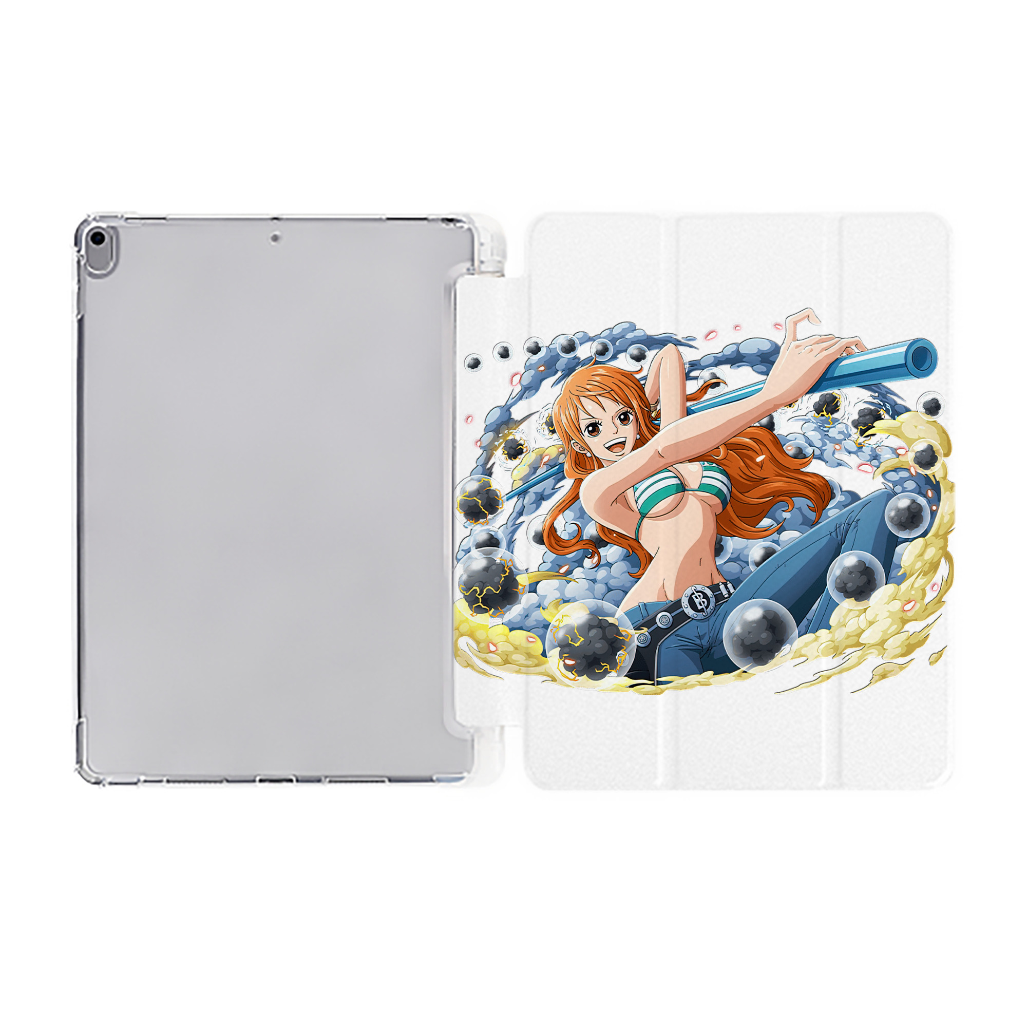 （画像用） ワンピース ナミ ONE PIECE Nami IPad ケース ペン収納付き 三つ折りスタンド PUレザー×シリコン 対応機種9.5/10.5/10.9インチ